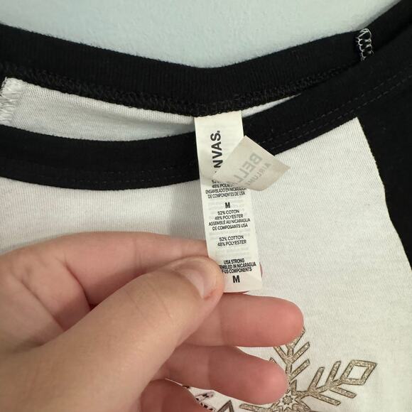 Bella Canvas Airlume Jersey Christmas Trees Top Ringer Tee Women's Size Medium - Picture 7 of 11